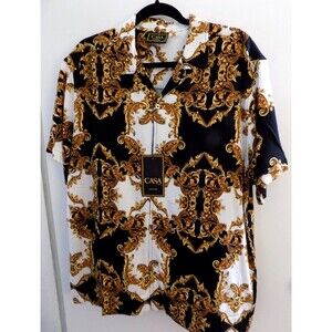 NEW CASA MODA Couture Baroque Gold Italian Designer Style Men Shirt Size L